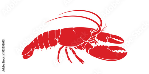 Clean and modern lobster icon isolated against white space.