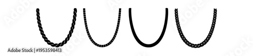 Keywords: necklace,neckwear,chain,rope,collar,neck,braided,beaded,thick,curved,black,round,simple,flat,vector,icon,jewelry,accessory,fashion,ornament,pendantless,style,twist,ropework,braid,band,set