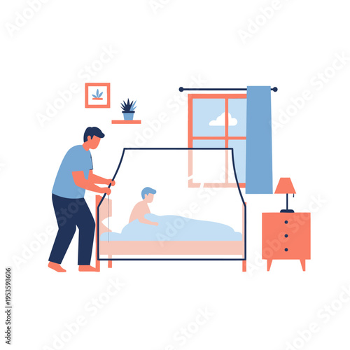 A man tucking a child into bed creating a bedtime routine