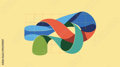 Geometric ribbons abstract intertwined grid illustration