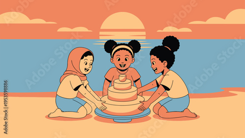 Girls birthday beach party cake