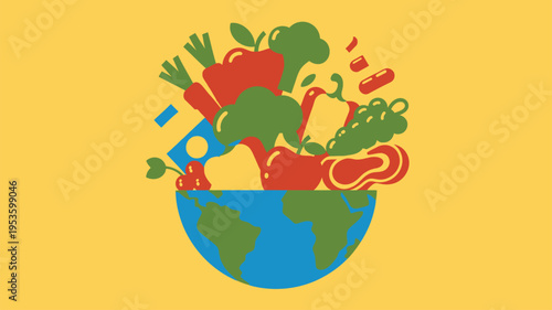 Global nutrition health vegetables fruits earth sustainable food