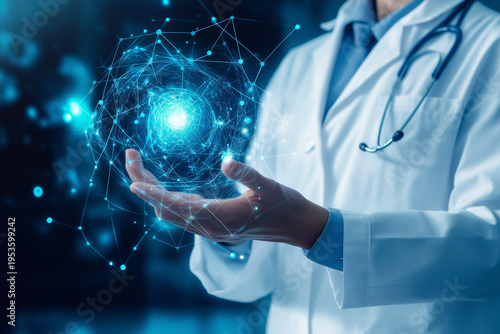 Medical Education, Businessman hand touching the global networking and medical education programs that train healthcare professionals, improve clinical skills, and advance medical research