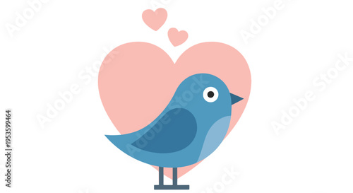 Blue bird love heart icon vector illustration - Clipart, logo template - Vector icon set - Glyph and solid icon set - Icon vector - Flat Design Icon - line icon set - Silhouette icon - Logo vector