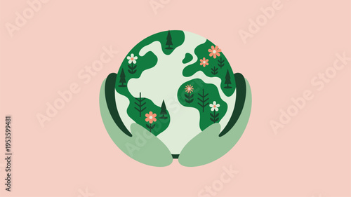 Hands holding Earth planet environmental care