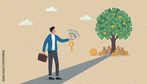 Money advice or financial advisor, investment consultant in to suggest wealth management make profit from investing, income savings concept, businessman advisor giving dollar money advice