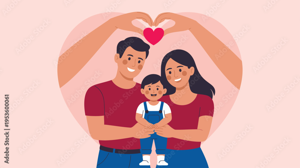 Obraz premium Happy family hands forming heart together