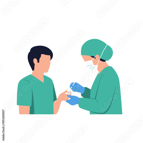 Doctor taking blood sample from a man for medical testing