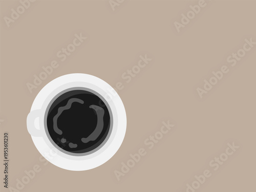 ホットコーヒー（ブラック）　俯瞰　イメージ　イラスト