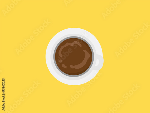 ホットカフェラテ　俯瞰　イメージ　イラスト