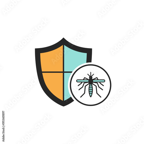Mosquito protection shield symbol as a concept for health safety
