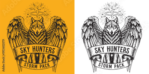 Winged Wolf Sky Hunters Storm Pack Angelic Halo