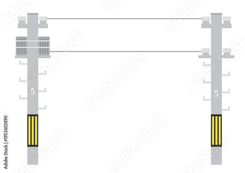 シンプルな電柱と電線のフラットデザイン素材