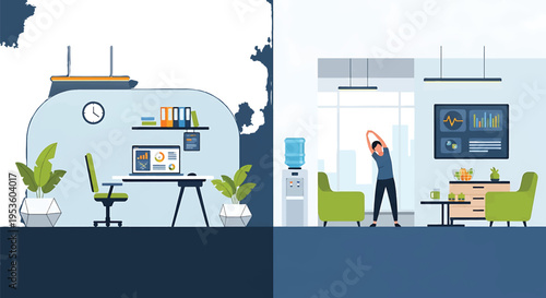 Work life balance with home office and relaxation.