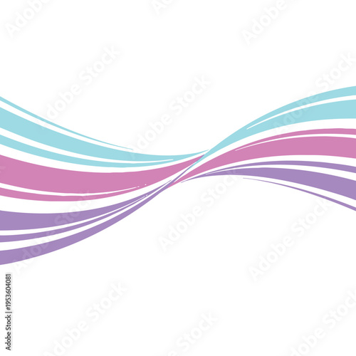 Abstract wavy lines in pastel colors, dynamic flowing curves vector, modern graphic element isolated on White Background
