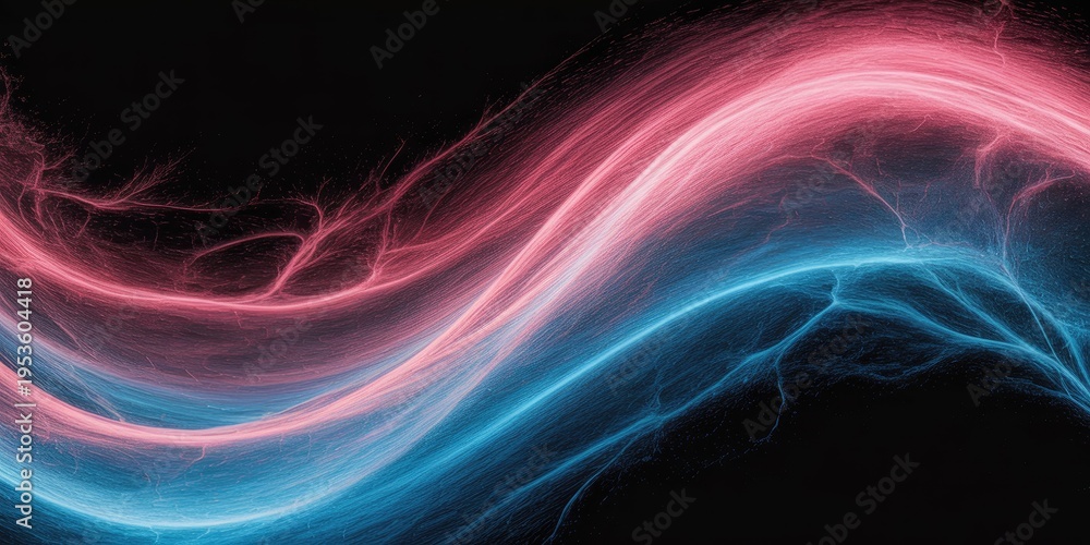 Obraz premium A vibrant abstract art piece featuring glowing pink and blue neon lights