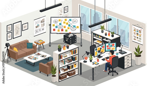 Creative professional working in a modern wellequipped design studio.