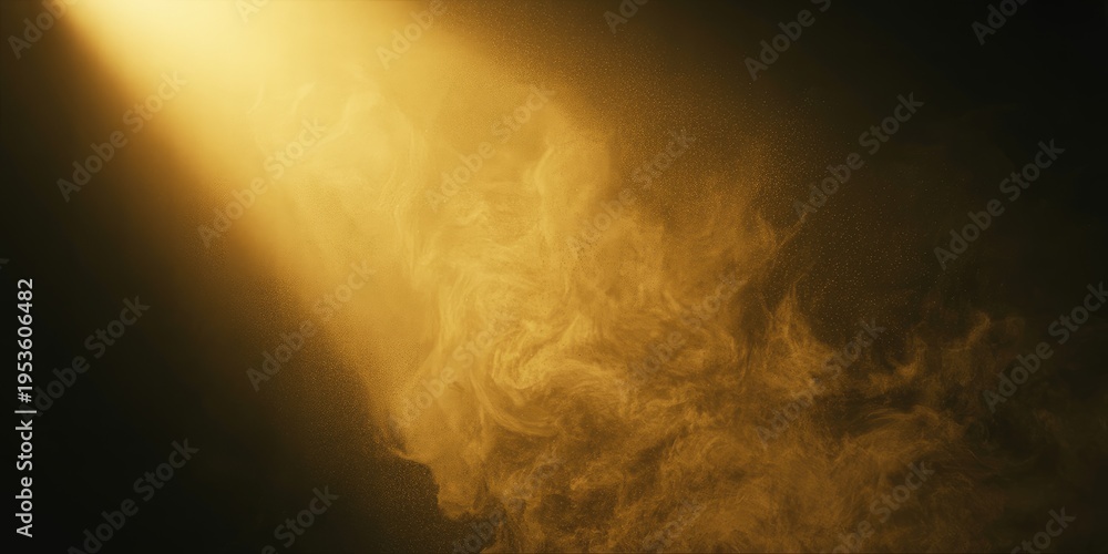 Naklejka premium A beam of light shining through a cloud of smoke in darkness