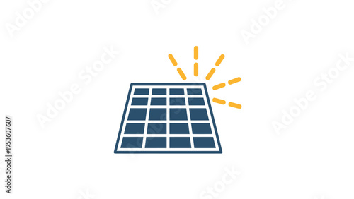 Solar Panel with Sun Rays Illustration.