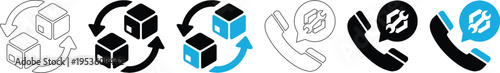 Logistics Replacement Service and Technical Support Phone Repair Vector Icon Set for UI UX