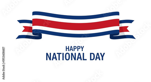 Costa Rica National Day Banner with Flag Colors and Text
