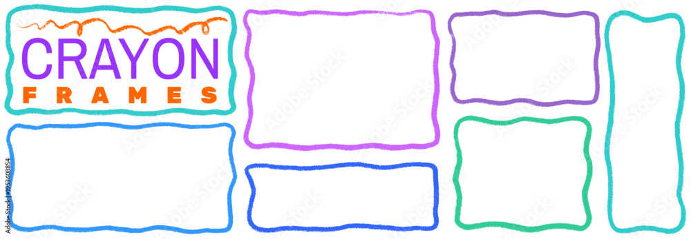 Fototapeta premium Hand drawn pastel background with wiggle accents and block structure, crayon strokes form a friendly frame for text, square, box and border in wiggle block crayon frame.