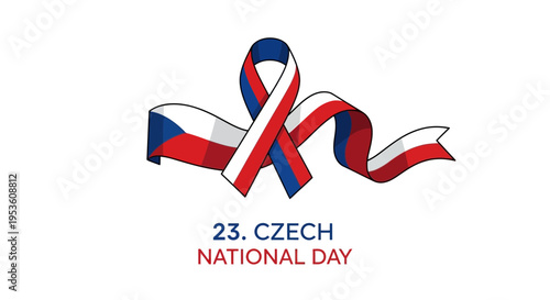 Czech National Day ribbon, symbol of Czech Republic national holiday celebration