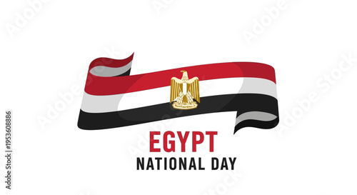 Egypt National Day Flag Banner with Eagle of Saladin