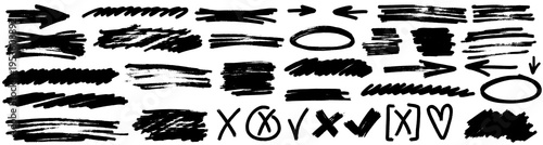 Clean highlight and marker draw underline and strikethrough, highlight and marker balance line, strike, x and stroke composition.