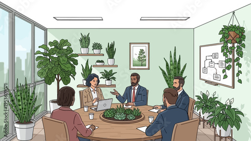 Group of Business Professionals in Meeting Room.