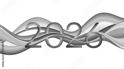 Silver 2020 Numbers with Abstract Design Element.