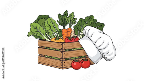 Fresh Vegetables and Fruits in Crate.