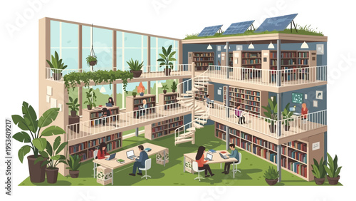 Modern Multi Story Office Building Exterior.