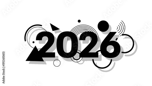 New Year 2026 Creative Typography Design Element.