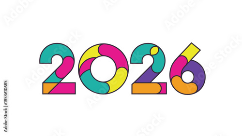Colorful 2026 Typography with Vibrant Numbers.