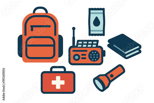 Emergency preparedness kit for outdoor adventures including essentials for safety and survival