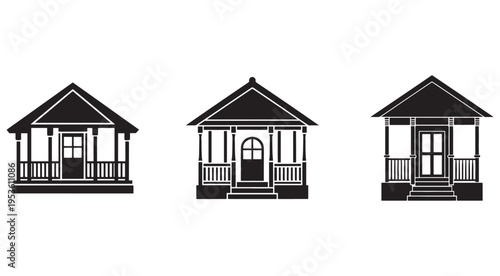 Black and white house porch designs with columns and railings  various house porch styles