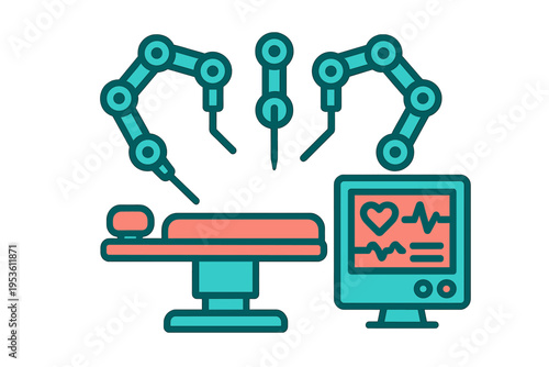 Robotic arms assist in surgical procedures within a modern medical facility