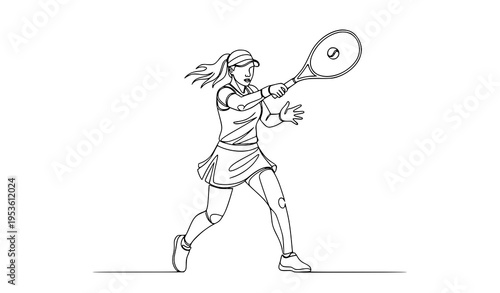 A female tennis player in action with a racket on a court