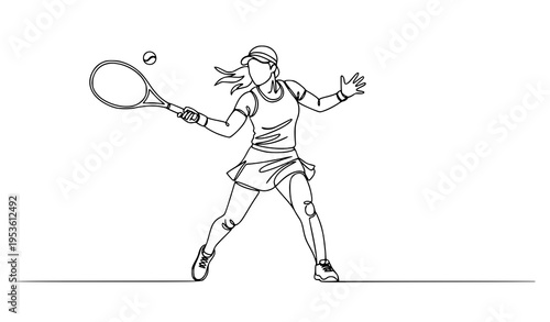 A female tennis player in action with a racket and ball