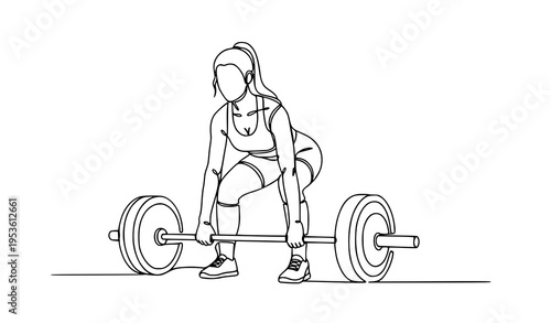 A woman lifting weights in a modern fitness illustration