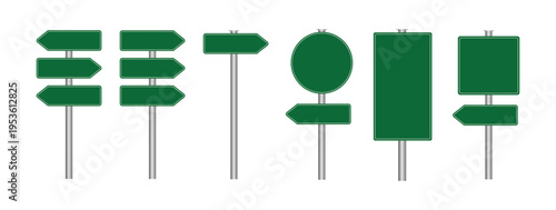 Road signs vector illustration. Directional signs. Realistic style. Isolated on white background.