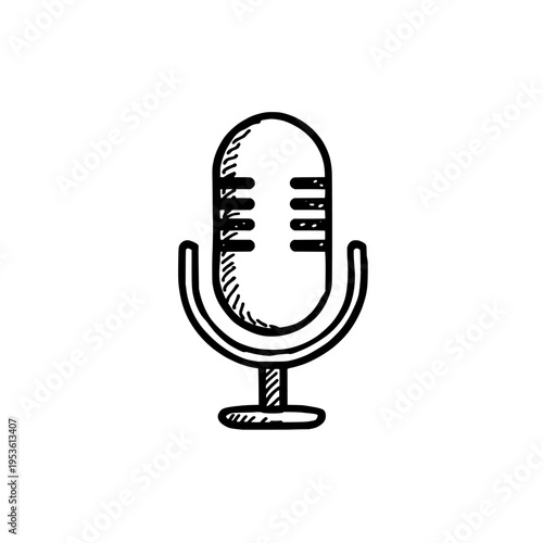 Podcast microphone icon logo design. Audio mic sign and symbol. Recording microphone icon. Radio broadcast equipment for streaming.