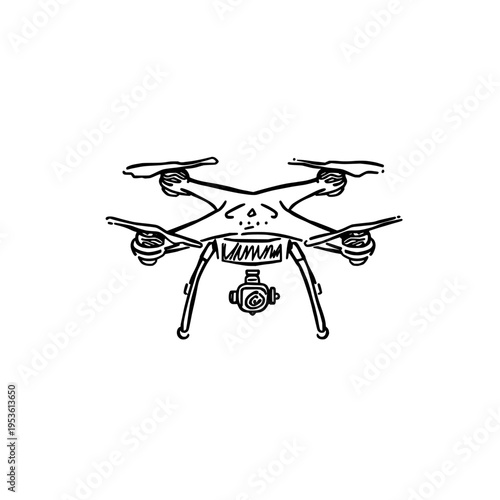 Drone quadcopter icon logo design. Unmanned aerial vehicle UAV sign and symbol. Drone icon. Technology and delivery gadget.