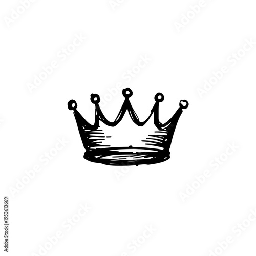 Crown icon logo design. Royal crown sign and symbol. King crown icon. Hand drawn doodle style illustration.