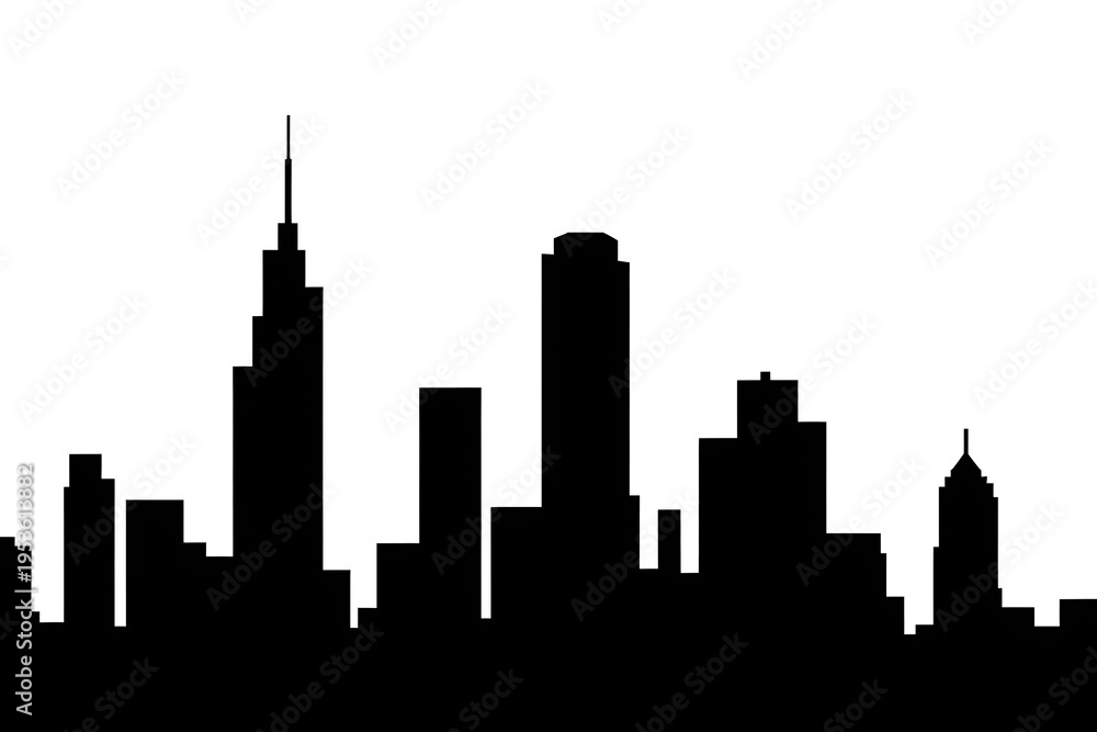 Fototapeta premium black and white cityscape silhouette, urban skyline