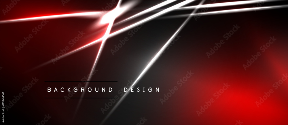Naklejka premium Abstract red, black design. Bright white lines create dynamic energy, modern aesthetic. Minimalist text reads background design.