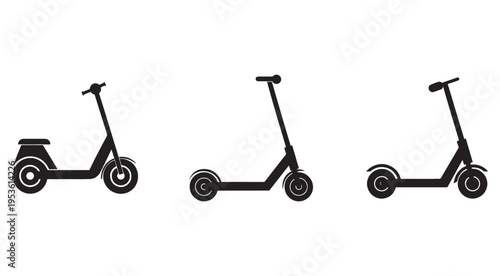 Electric scooters in different positions on white background  modern transportation options