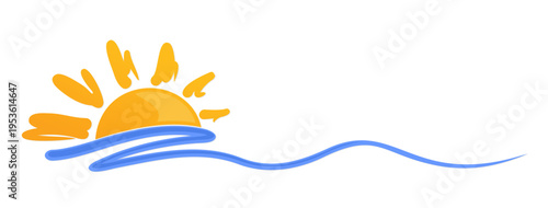 A sun dawn symbol in the sea.

