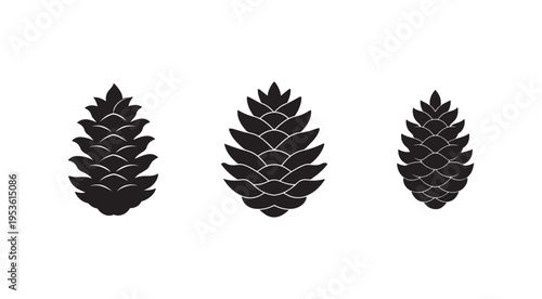 Pineconesilhouetteset  threeblackpineconesisolatedonwhitebackgroundfordecorationanddesign
